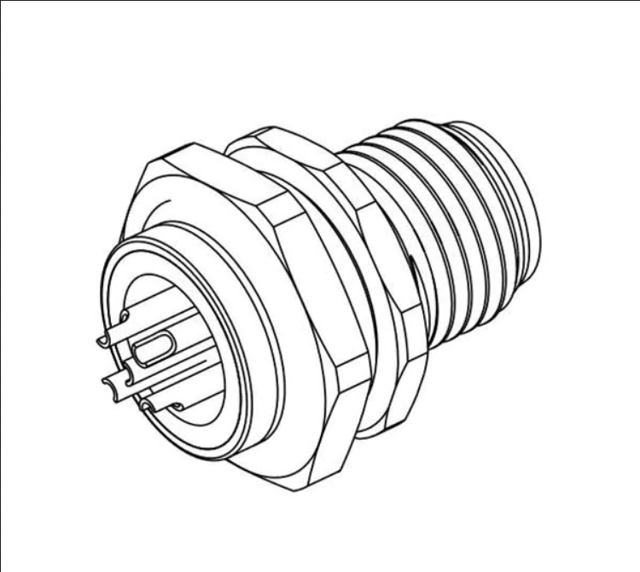 Circular Metric Connectors M12,FRONT MOUNT,MALE A,4P,SOLDER WIRE