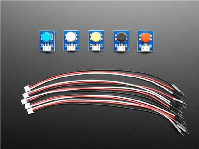 Adafruit Accessories STEMMA Wired Tactile Push-Button Pack - 5 Color Pack
