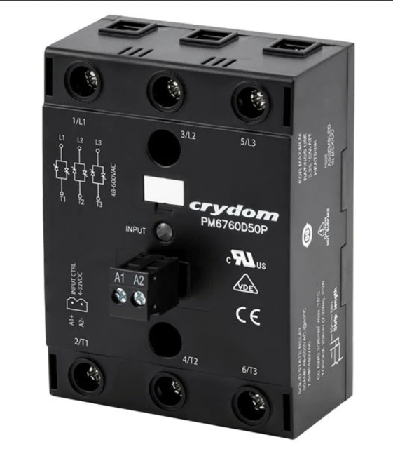 Solid State Relays - Industrial Mount SSR Relay, 3-Phase, Panel Mount, 600VAC/50A, 90-280VAC/DC In, Zero Cross