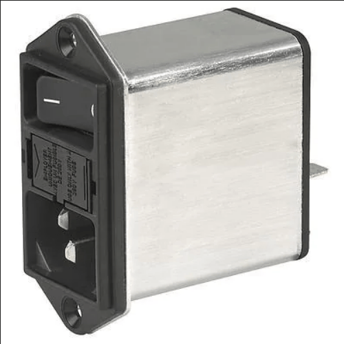 AC Power Entry Modules DD12, Mounting: Screw-on mounting, Front Side, Filter, Standard Version, Fuse holder:2-pole, 2 A, Rocker switch: 2-pole, illuminated green, Appliance Inlet: IEC C14, prewired