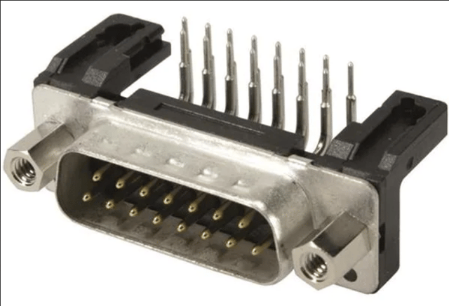 D-Sub Standard Connectors D-Sub 15pin male angled 2.54mm pitch, turned, w/o board locks, 4-40UNC, PL2