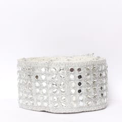 Beads and stones Zari imperial-border/Simple-elegant-border/Border-lace (SILVER)