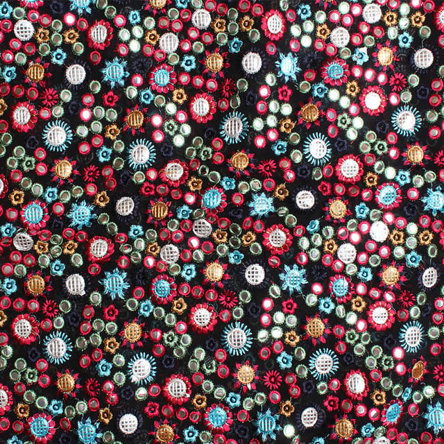 Dots and mirrors floral sheer fabric/Embroidered-fabric/Dress-fabric/DIY