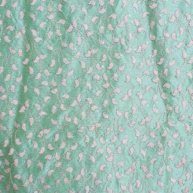 Minty green happy fabric/Silk-fabric/Calm-fabric/Royal-DIY-fabric