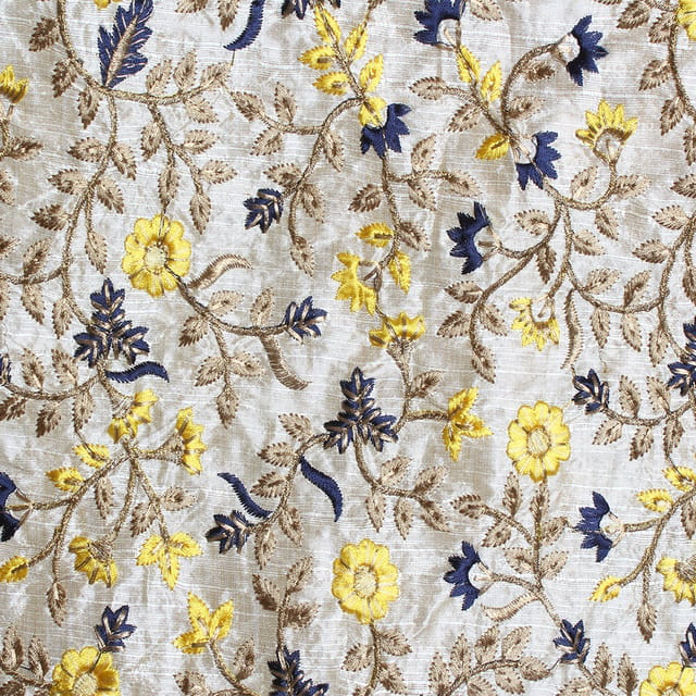 Silk Embroidered Imperial fabric/Floral-work-fabric/Bold-fabric/Art-DIY