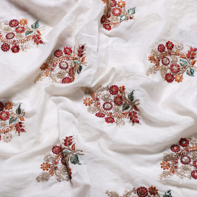 Posies and brooches floral fabric/Cotton-embroidered-fabric/chic-fabric