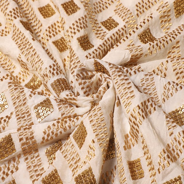 Stylish chequered Zari-woven fabric/Georgette-fabric/Prime-fabric/DIYs