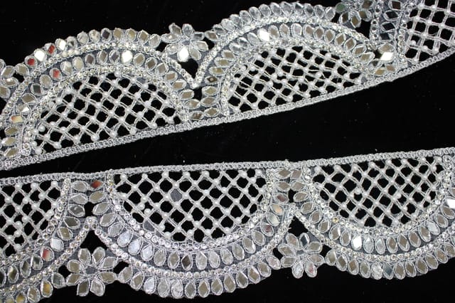 Regal pearls-'n-stone trim/Embellished-trim-lace/Rich-lace/Bridal-lace
