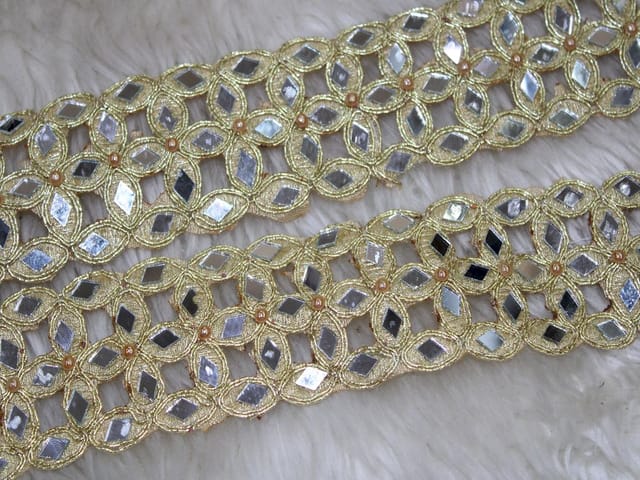 Jazzed-up mirror gilded trim lace/Lace-border/Party-lace/Costume-lace