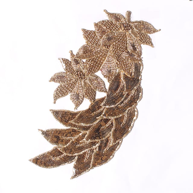 Stylised floral ZardosiZari patch/Bridal-patch/Applique-patch/Art-patch