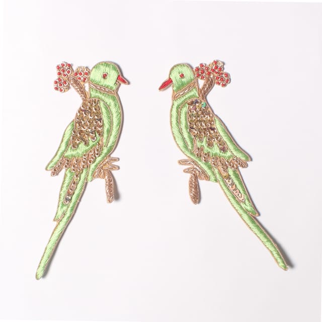 Parrot pair sweet pastel patch/Twin-patch/Bird-patch/Applique-patch/DIYs