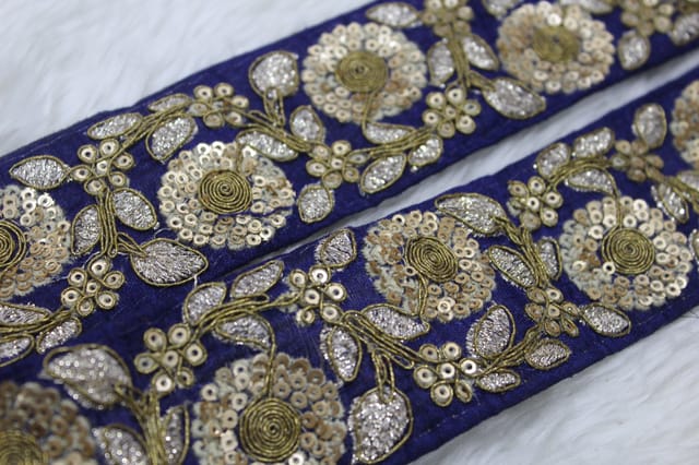 Fancy floral elegant royal sequins and Zari rich fabulous worked border