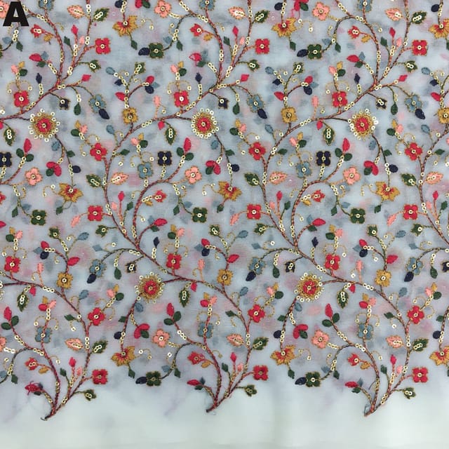 Regal jaal threadwork fabric/Sequins-fabric/Georgette-fabric/Bridal-DIY