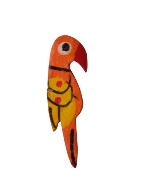 Cute parrot bird motif trendy and fun look nature inspired vibrant style vivacious feel chic and fancy wood made button strung chain