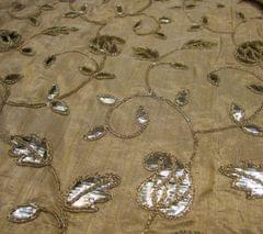 Gota-Work embroidered Buta motif and leaves embellished sleek fabric