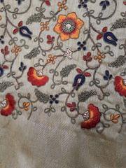 Sunflower royal feel majestic floral beauty thread worked vines and leaves floral style silk based fabric