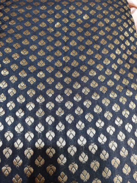 Abstract tiny floral design mirror image half drop repeat traditional and rich royal look luxurious and impressive high-fashion pure brocade fabric
