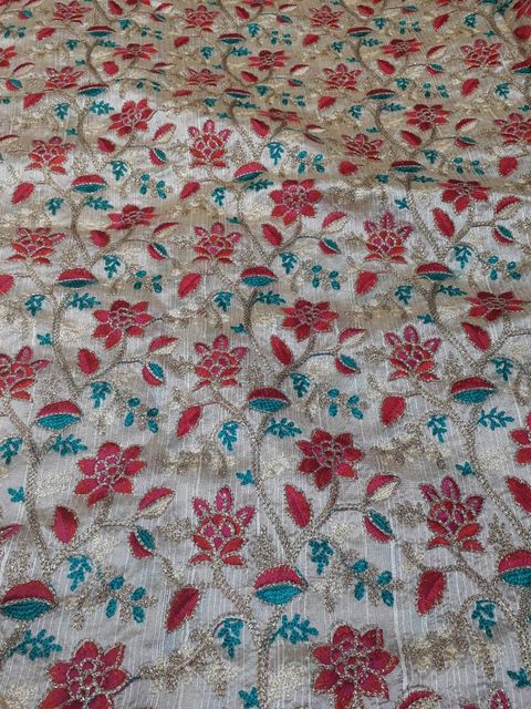 Floreal patterned excellent and princely jubilantly dashing stylised Clare flower verdant branch classy and traditional look festive silk base fabric