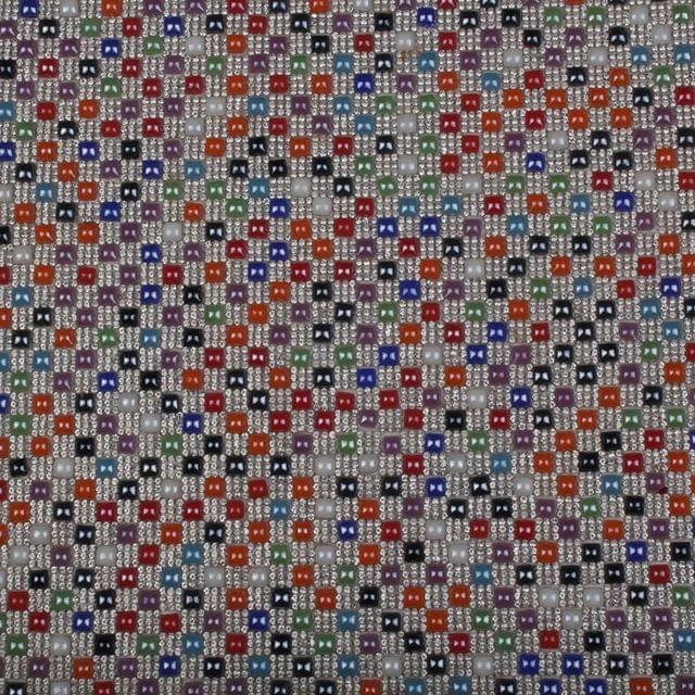 Vibrant and tiled style gem stones studded look fancy rainbow stylish and celebration feel monarchical type iron-on patch sheet