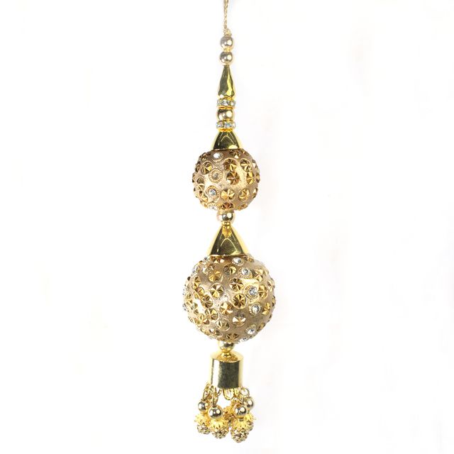 Two-bulbs festive grand stones ornamented red-carpet celebrity tassels