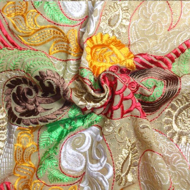 Bohemian flare paisley royalty designer look thread embellished fabric
