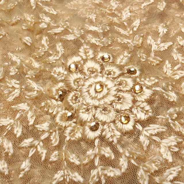 Cotton bloom look luxurious and striking thread worked net party fabric