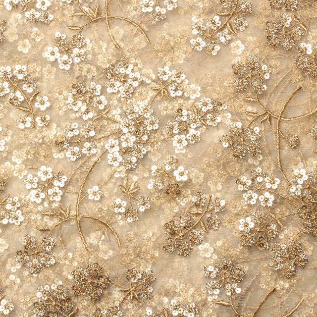 Sovereign style floral brooch look thread work posh ornamented fabric