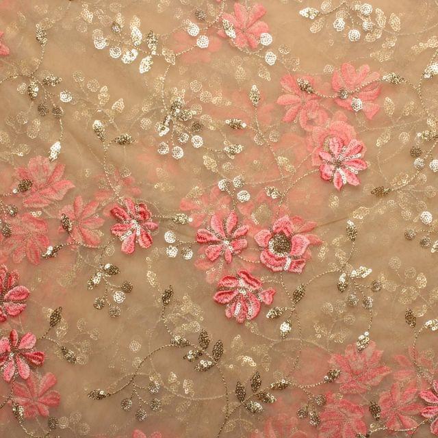 Mellow floral designer-chic sophisticated thread work sequins fabric