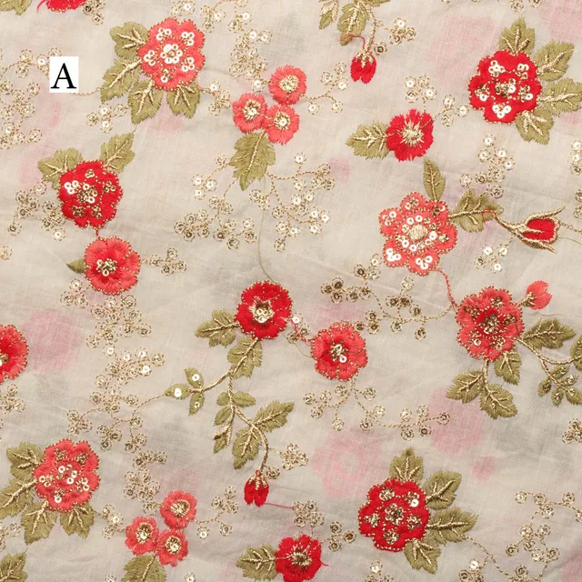 Summer flowers field garden thread and sequins roses style fun fabric