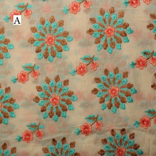 Majestic marble palace style embroidered stylised floral subtle fabric