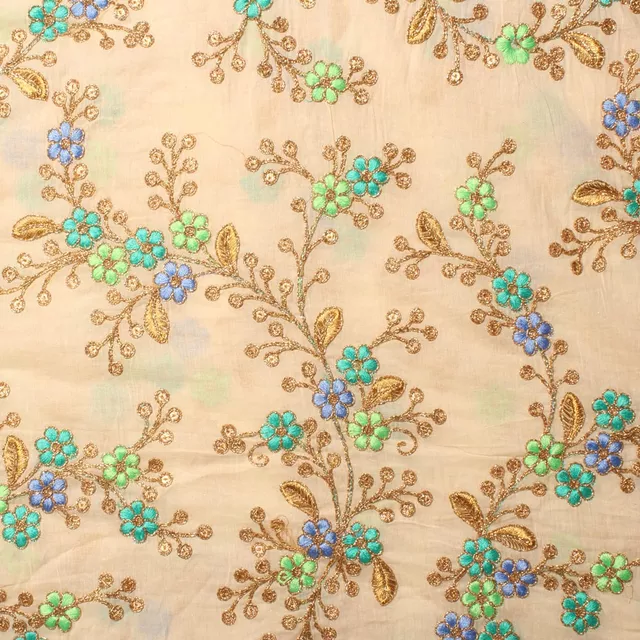 Suttle romance flowery style garden floral thread work fancy fabric