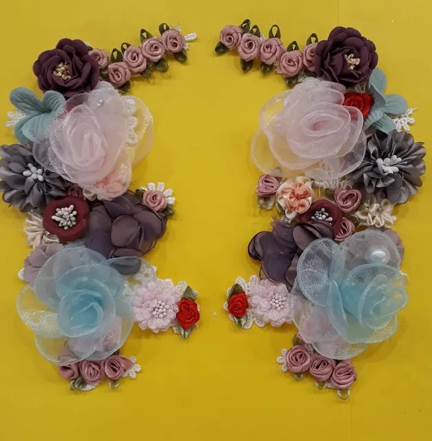Twin style florals and budding blooms applique fashion statement patch