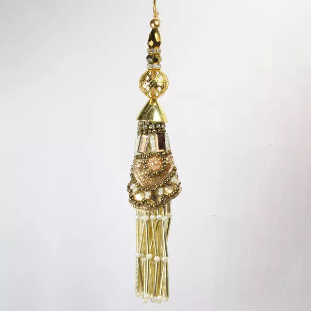 Cone shade hanging danglers stones and beads poised allay-look tassels