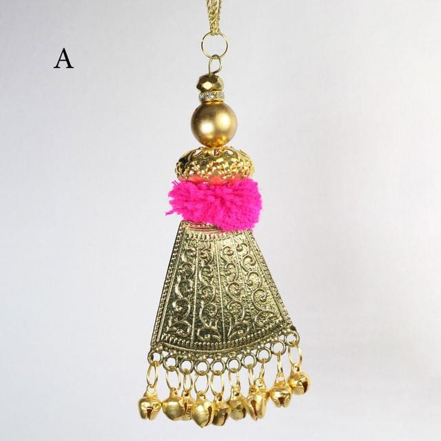 Dancing-lady bell like cone pom-pom element ghunghru and beads tassels