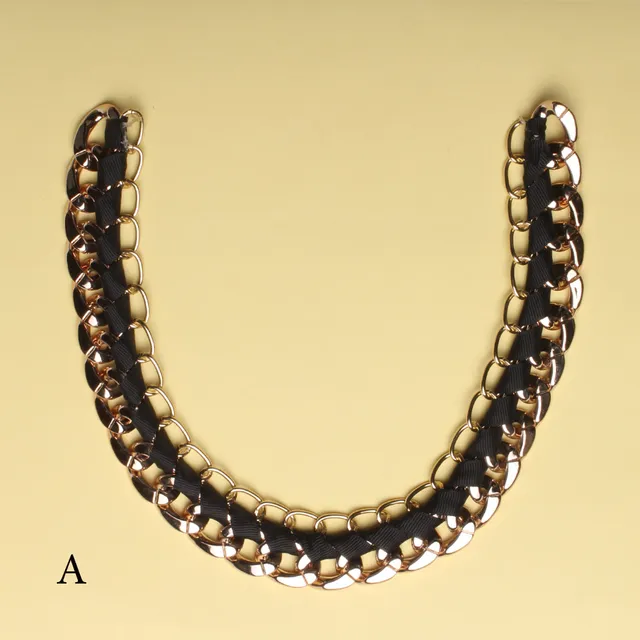 Twin-chain fabric strip elegant fashion designer necklace/neckline