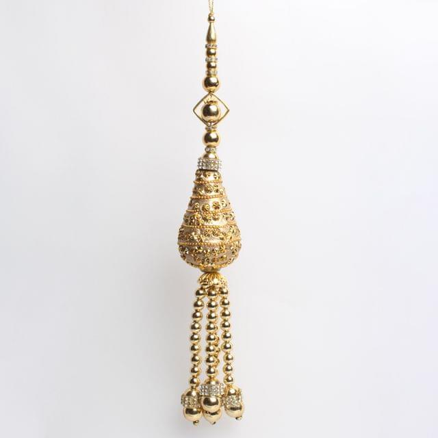 Pear-dome beads in hangings rich embellished celebrations style tassel