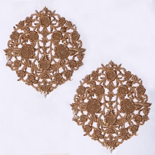 Floral designs palatial Jaali retro-style ZardosiZari cut-out patches