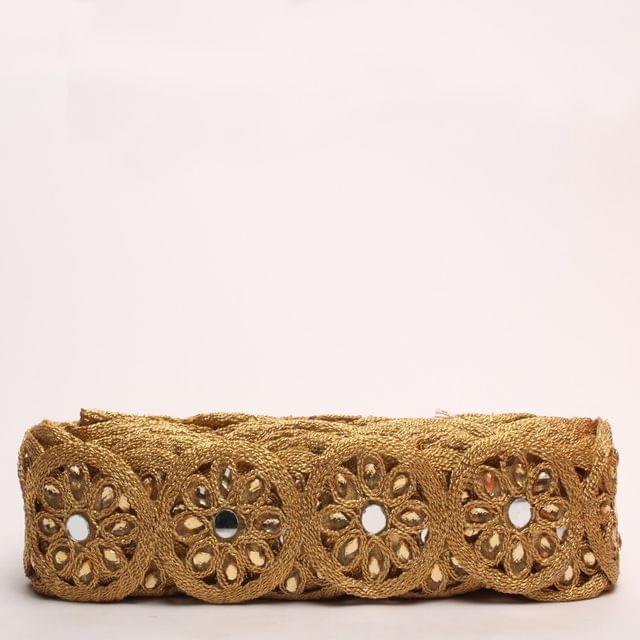 Geometric inspired artistic happy looks Zari chord, mirror, stone lace