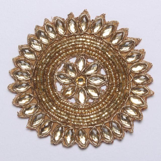 Majestic epic mystic Sun-Disc floral design beads stones Zardosi patch