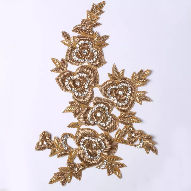 Quintuple-floral Zardosi brooch and blooming corsage royal fancy patch