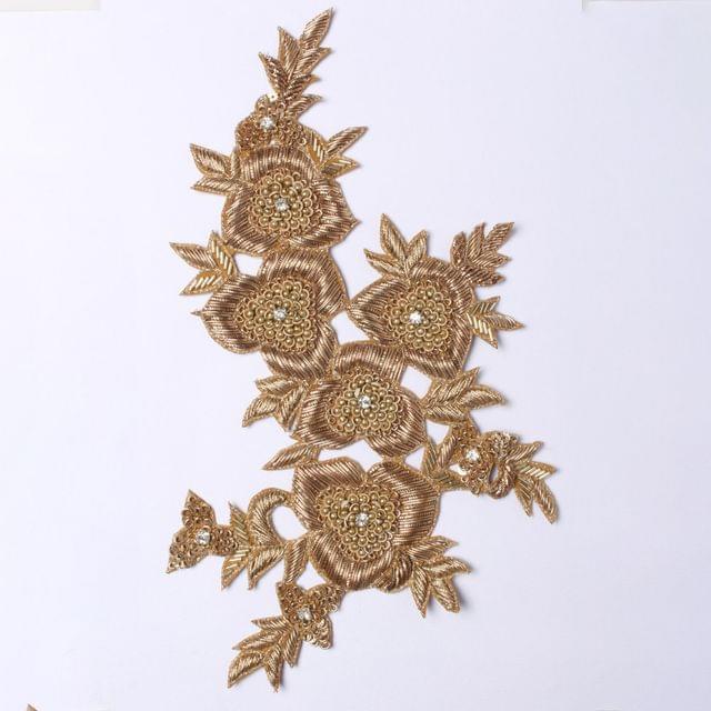 Five flowers richy imperial style upscale celebrity feel Zardosi patch