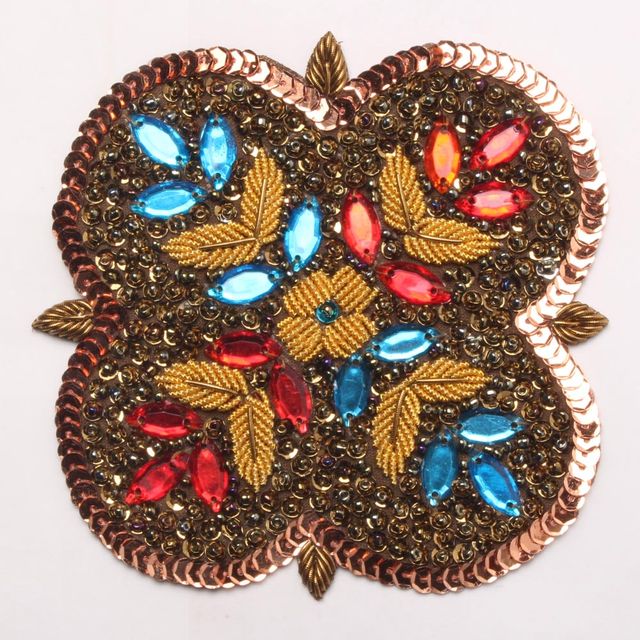 Artsy floral abstract patch/Zardosi work/Stones-and-sequins/Party patch
