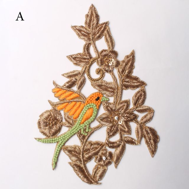 Bird-floral regal patch/Bird-patch/Zardosi-thread-patch/party-style