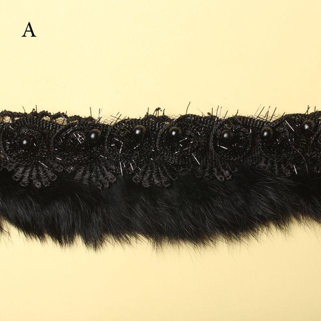 Coils vines fan-flower fur lace/Floral-lace/Fur-lace/Border-White-lace