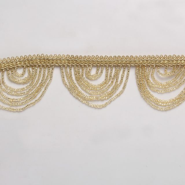 Scalloped-beads-chain luxurious edges lace/Beads-lace/Layer-beads-lace