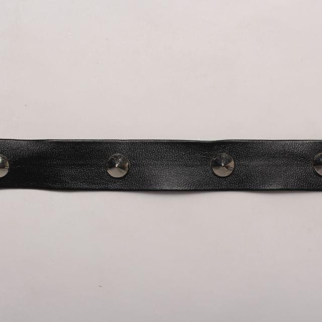 Leatherish-base cone studs lace/Ribbon-lace/Bohemian-lace/Goth-lace
