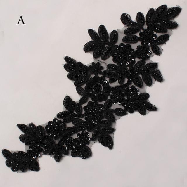 Dark majestic thread and bead patch/Flora-patch/Black-patch/Posh-patch