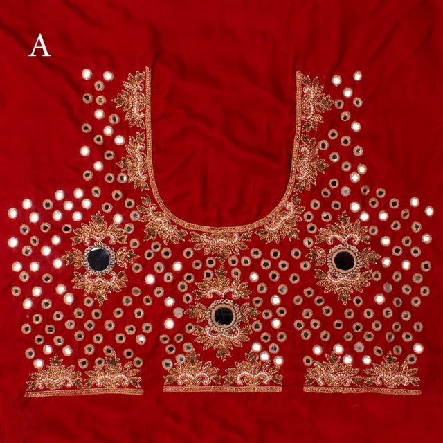 Royal-festive rich blouse set/Unstitched-blouse-set/Mirror-beads-blouse