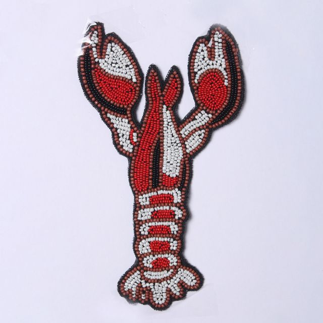 Lobster trendy artsy patch/Crustacean-patch/Beads-patch/Sea-life-patch