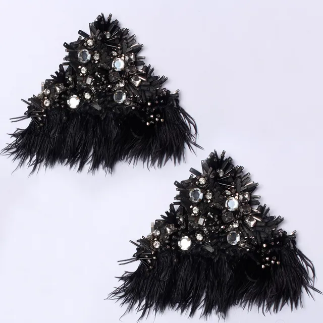 Feathery fringes Dressy-royal patch/Feather-patch/Art-patch/Stud-patch